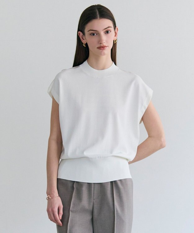 BEIGE， NADIA / シアーコンビ ストレッチニット Ecru