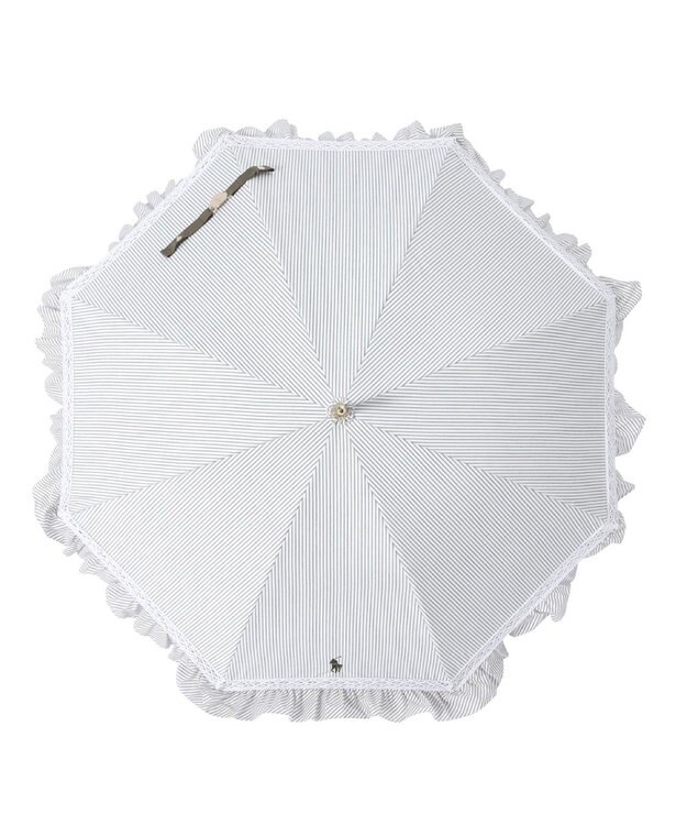 MOONBAT POLO RALPH LAUREN 晴雨兼用 長傘 ストライプフリル 日傘 一級遮光 遮熱 UV カーキー