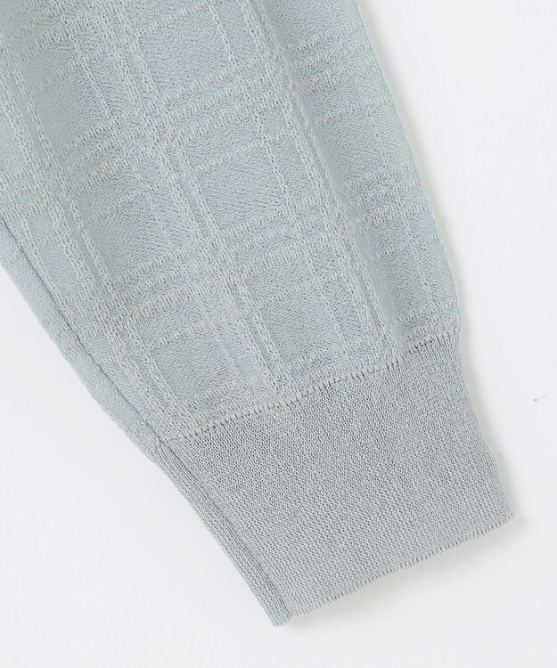 J.PRESS LADIES L 【洗える】SHEER JACQUARD ニット ブルゾン グレイッシュアクア系