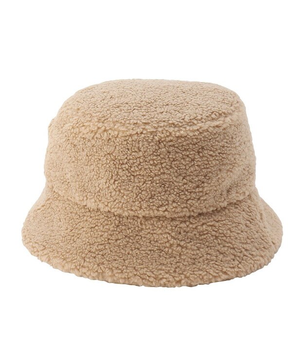 MOONBAT PAUL & JOE ACCESSOIRES 【サイズ調整可】バケットハット ボア ねこ刺繍ワッペン ヌネットモチーフ ベージュ