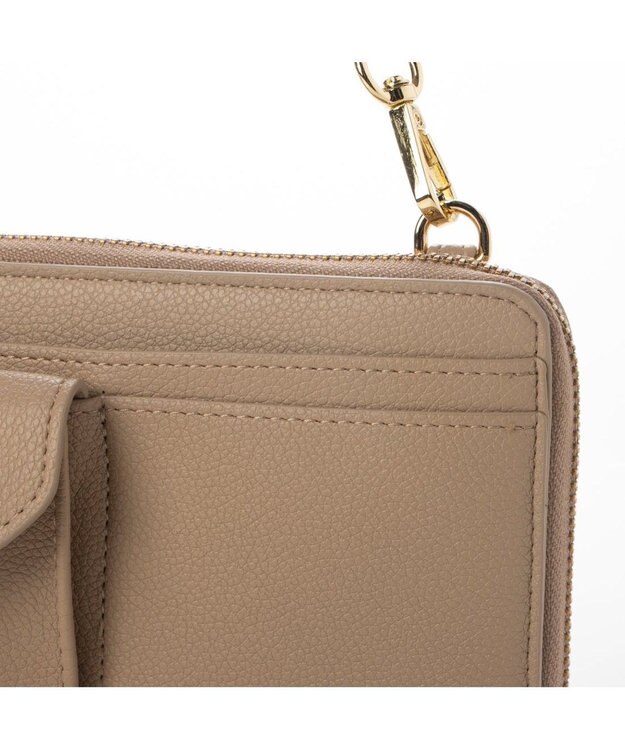 UNBILLION カシュカシュ cachecache / リールキー付きウォレットショルダーバッグ ベージュ