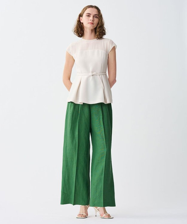 uncrave リネンオックスフォード ワイドパンツ グリーン