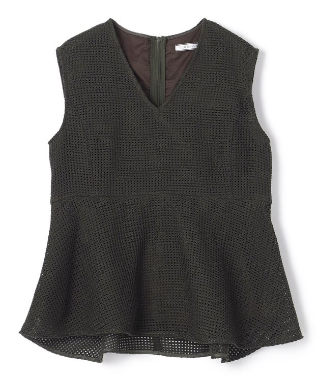 BEIGE， PINE / ペプラムブラウス Khaki