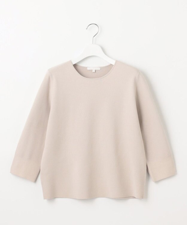 自由区 L 【アンサンブル対応・洗える】レーヨンストレッチ7分袖 ニット ベージュ