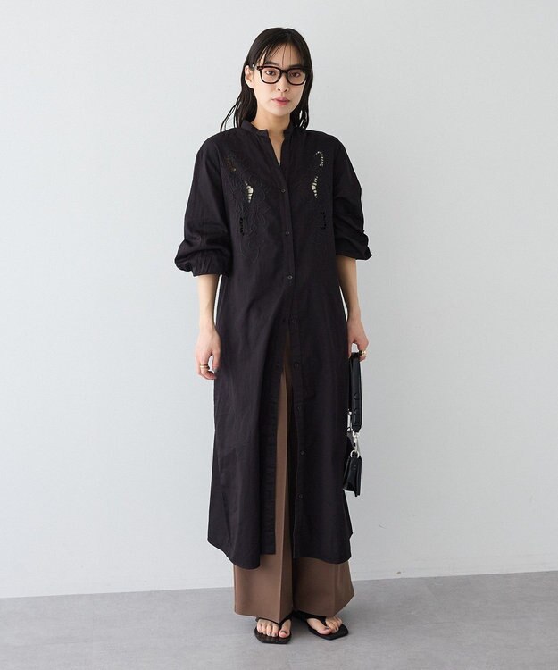 CRAFT STANDARD BOUTIQUE インド製 カットワークシシュウワンピース Black