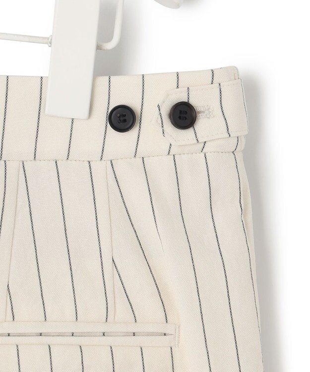 ICB L 【洗える・セットアップ対応】 LooseWeave ストライプ柄テーパードパンツ オフホワイト×ブラック系