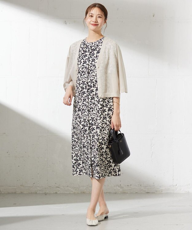 J.PRESS LADIES 【洗える】ボタニカルプリント ワンピース アイボリー系5