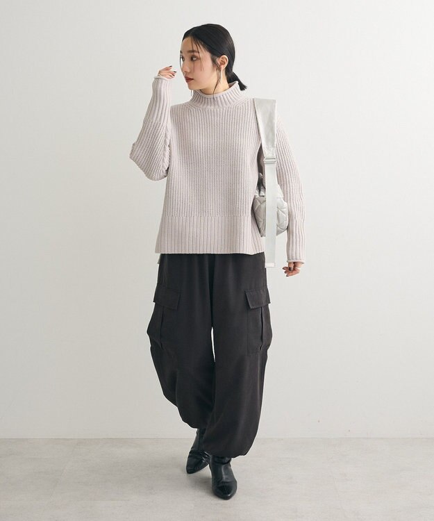 Green Parks ｍｏｋｏモールモックネックニットプルオーバー Gray