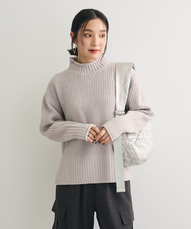 Green Parks ｍｏｋｏモールモックネックニットプルオーバー Gray