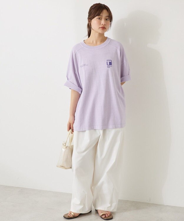 AMERICAN HOLIC 【WEB限定】ピグメント5分袖ロゴプルオーバー Purple