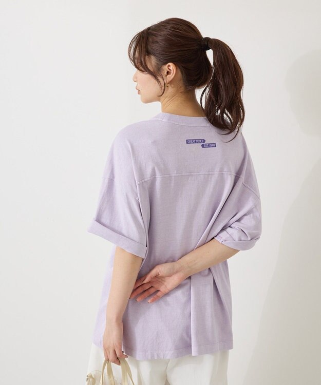 AMERICAN HOLIC 【WEB限定】ピグメント5分袖ロゴプルオーバー Purple