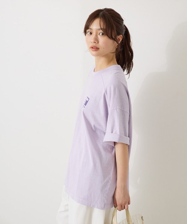 AMERICAN HOLIC 【WEB限定】ピグメント5分袖ロゴプルオーバー Purple