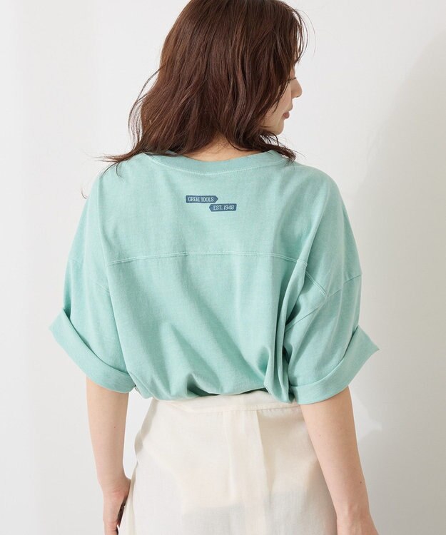 AMERICAN HOLIC 【WEB限定】ピグメント5分袖ロゴプルオーバー Lime Green