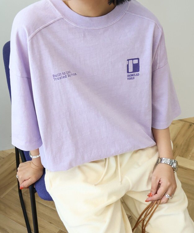AMERICAN HOLIC 【WEB限定】ピグメント5分袖ロゴプルオーバー Purple