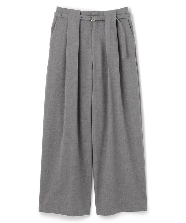 BEIGE， 【セットアップ対応・洗える・Precious 10月号掲載】ZEPHYR / ウールライクタックベルトワイドパンツ Top Gray