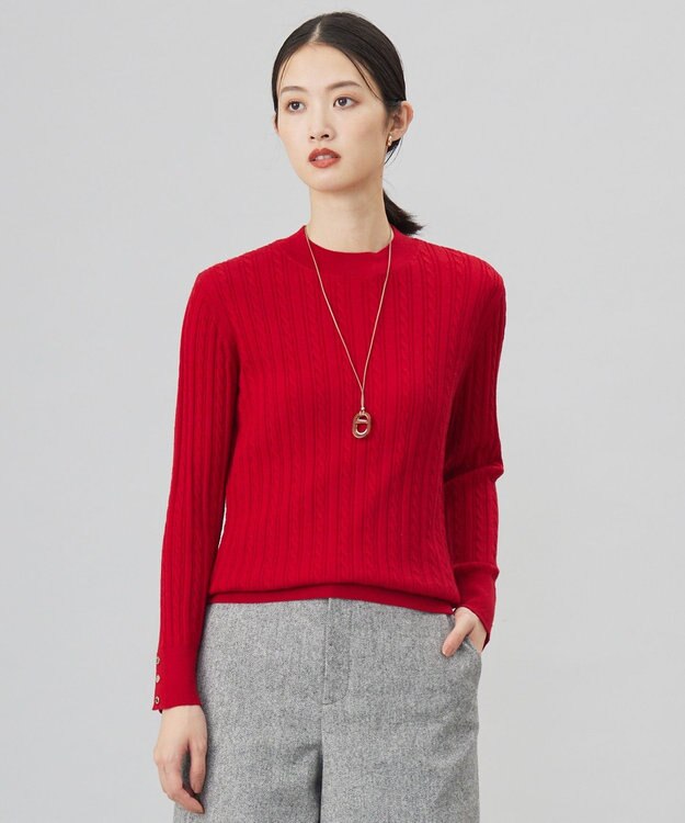 J.PRESS LADIES 【洗える】KNIT BASIC クルーネック ニット レッド系