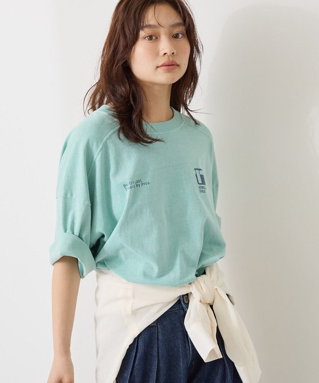 AMERICAN HOLIC 【WEB限定】ピグメント5分袖ロゴプルオーバー Lime Green