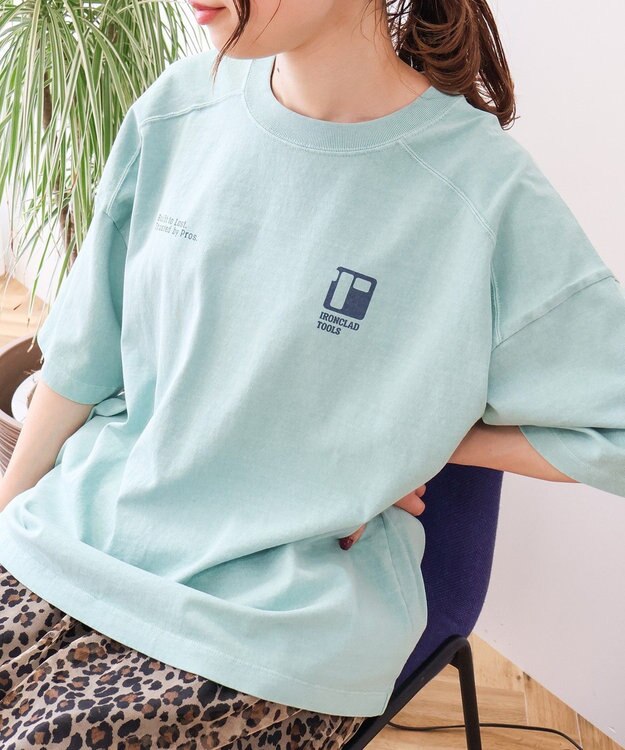 AMERICAN HOLIC 【WEB限定】ピグメント5分袖ロゴプルオーバー Lime Green