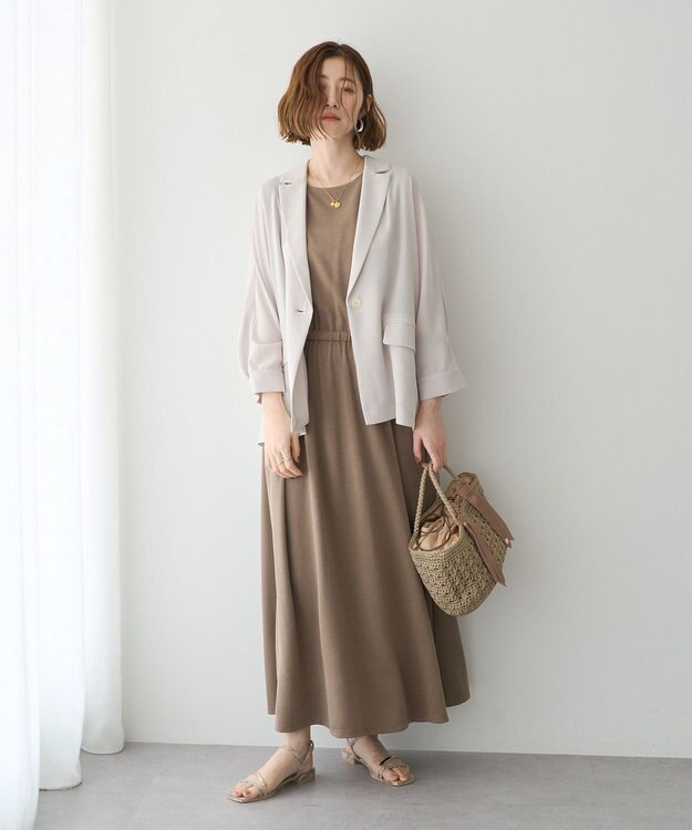 YECCA VECCA 【接触冷感】カットノースリーブワンピース Dark Beige