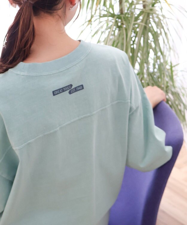 AMERICAN HOLIC 【WEB限定】ピグメント5分袖ロゴプルオーバー Lime Green