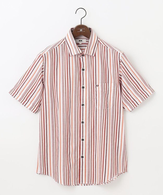 JOSEPH ABBOUD 【吸水速乾】ソアロンストライプ 半袖 ワイン系1