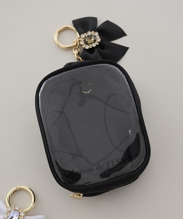 Maison de FLEUR ビジューリボンクリアポーチS Black
