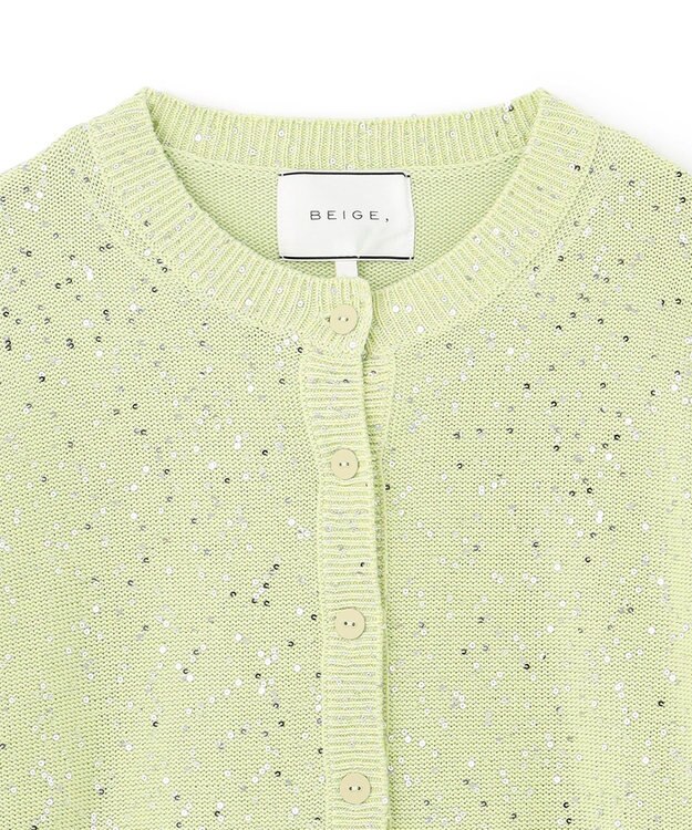 BEIGE， 【洗える】FENNEL / コットンスパンコールカーディガン Sage