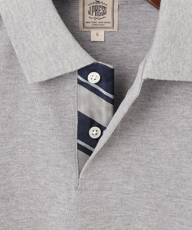 J.PRESS MEN レジメンタル ポロシャツ ライトグレー系