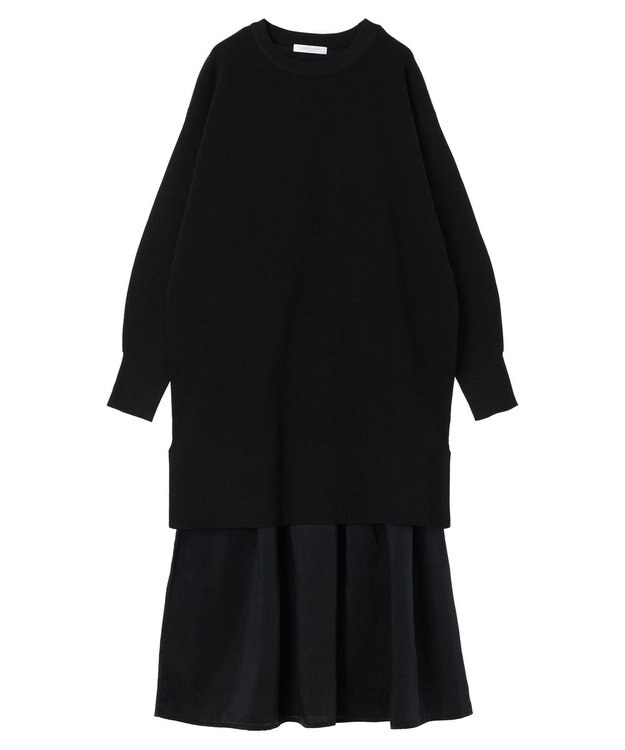 Green Parks ＳＥＴ２点　ニットチュニック＋キャミワンピース Black