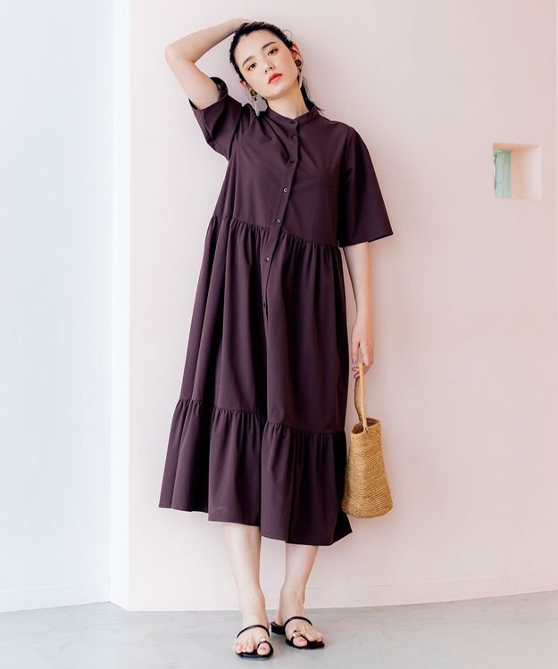 組曲 【弱撥水機能・UVケア】ライトナイロンストレッチ ワンピース ブラウン系