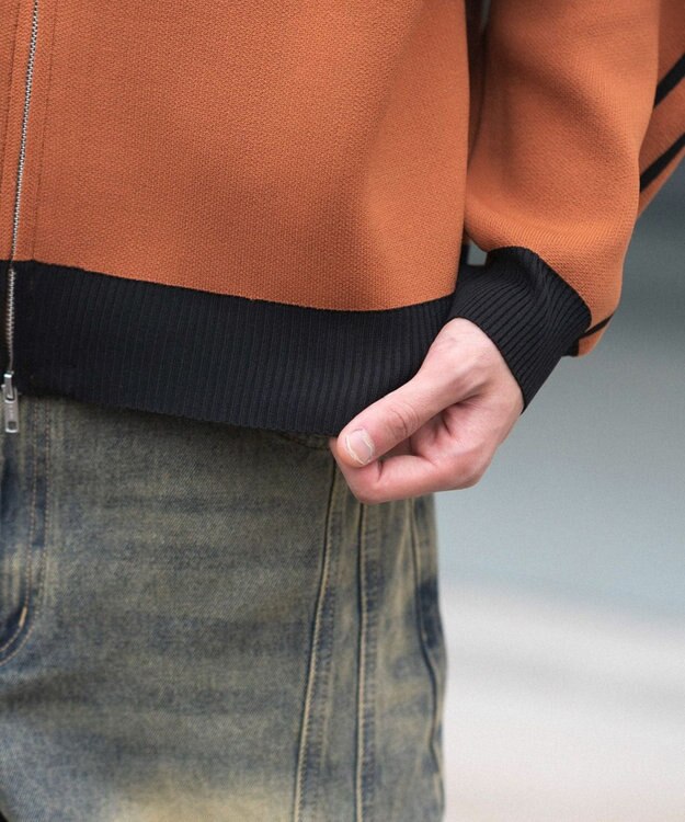 WEGO 【ユニセックス着用ITEM】ライントラックニットジャケット オレンジ