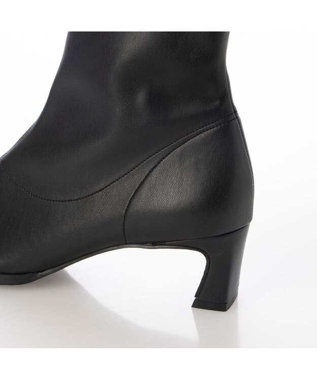 MODE ET JACOMO <carino>【レイン対応】フレアヒールストレッチブーツ ブラック