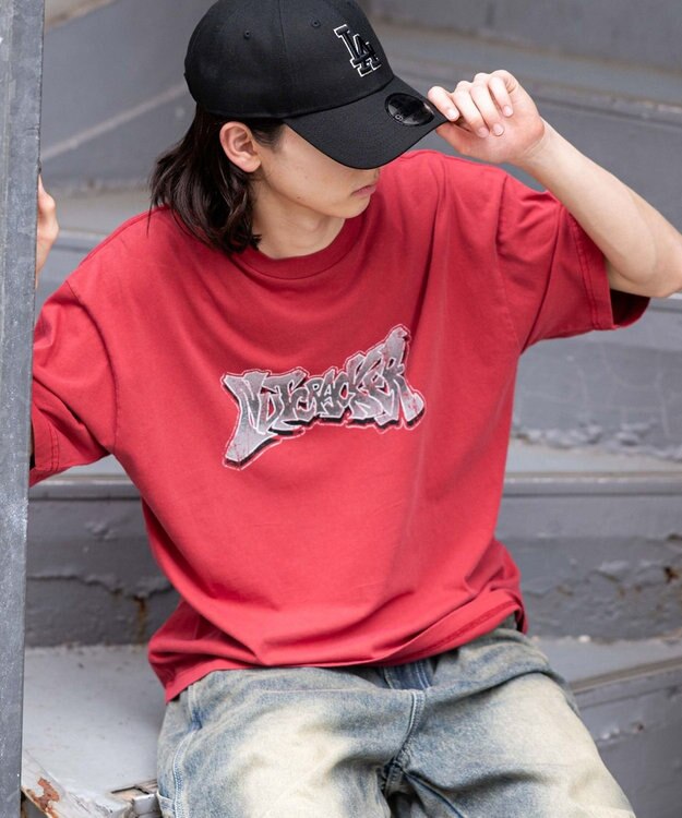 WEGO 【ユニセックス着用ITEM/MLサイズ展開】コンパクトフィットピグメントグラフィックT（SS） レッド