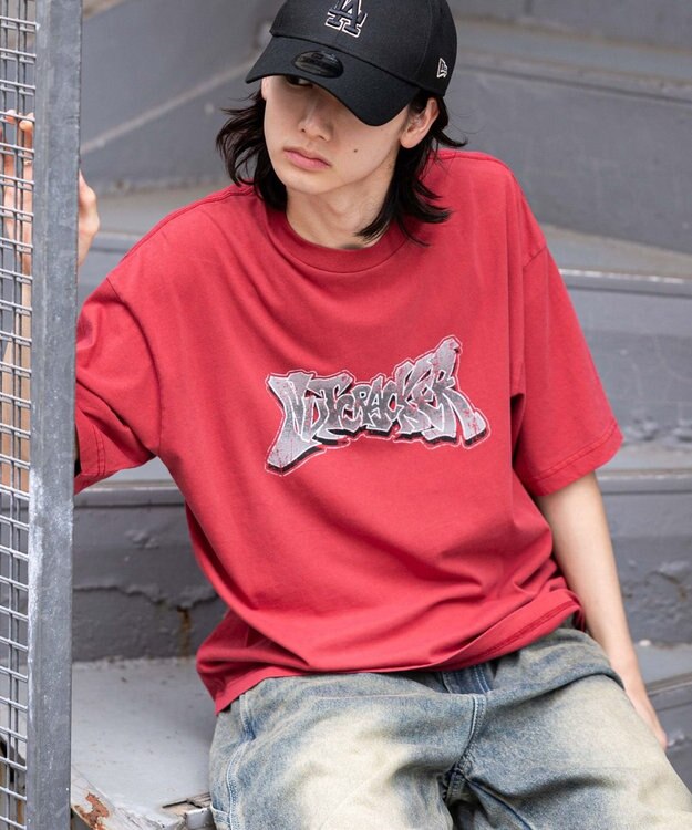 WEGO 【ユニセックス着用ITEM/MLサイズ展開】コンパクトフィットピグメントグラフィックT（SS） レッド