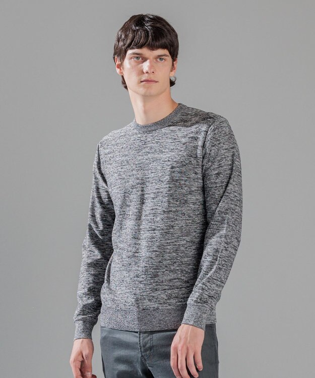 JOSEPH HOMME レクサスムリネ　クルーネックニット ライトグレー系