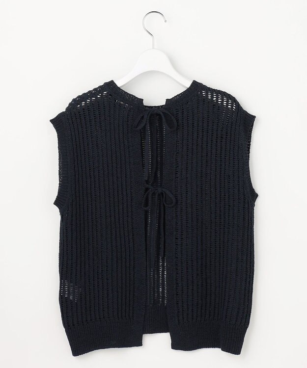 自由区 【レイヤード・旬スタイル】リネンコットン ベスト ネイビー