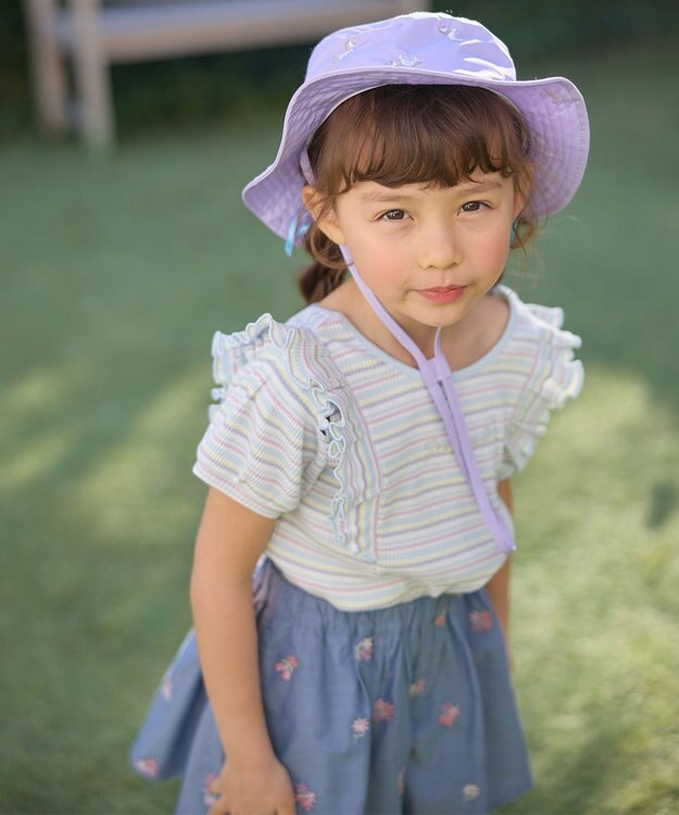 ANY KIDS 刺繍 バケットハット ラベンダー