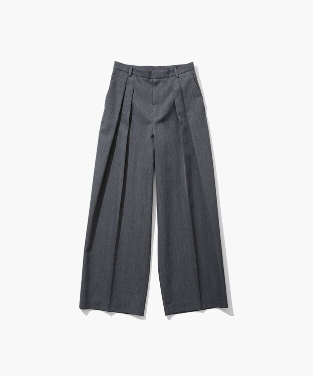 ATON WOOL GABARDINE | ワイドツータックパンツ CHARCOAL GRAY