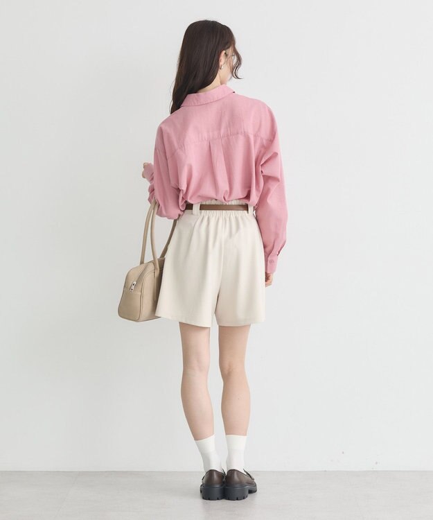 earth music&ecology 【接触冷感】綿麻混ベーシックシャツ Pink