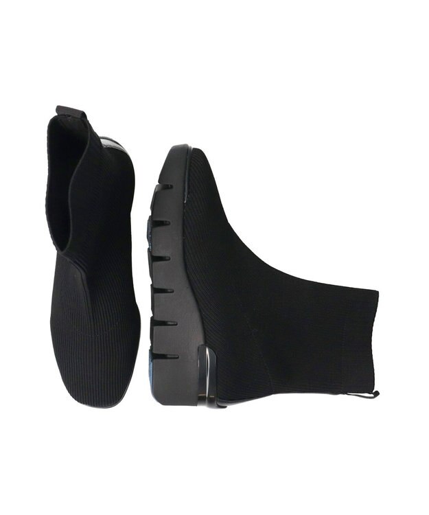 INTER-CHAUSSURES 【BUSSOLA】ニットショートブーツ ブラック雑材