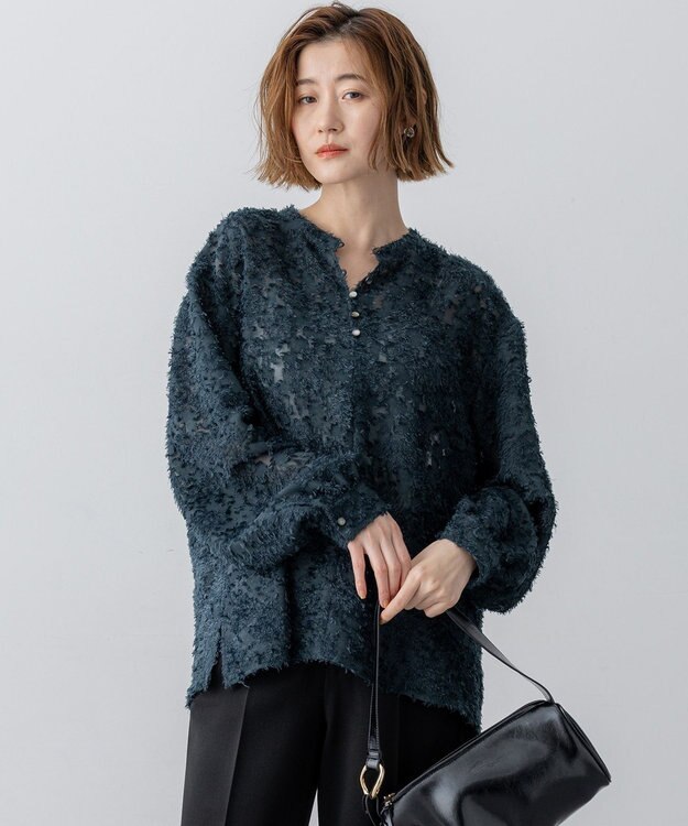 洗える】シアーカットジャカード ブラウス / 23区