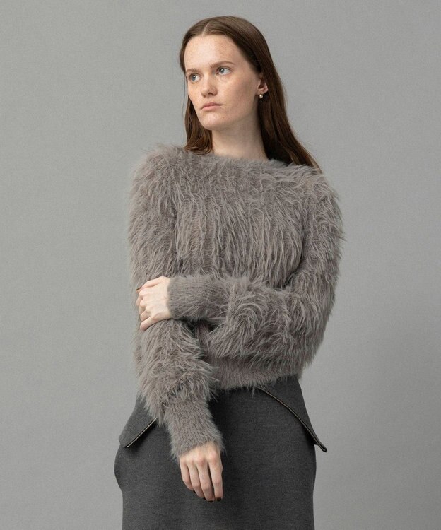 NAVE 【ReNAVE・洗える】メルティーシャギーニット プルオーバー ライトグレー系