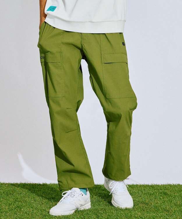 PW CIRCULUS 【撥水加工/ ストレッチ】【MEN】ベルト付 ワイドカーゴパンツ ゴルフ カーキ系