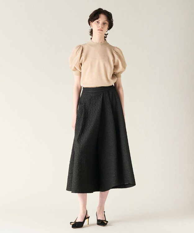 GRACE CONTINENTAL ラメシアーパフニットトップ ゴールド