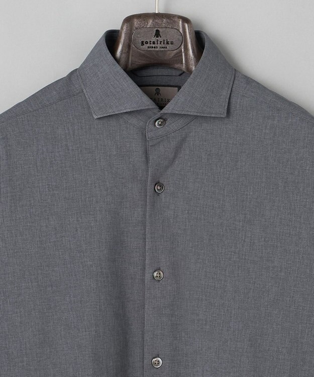 GOTAIRIKU 【シワになりにくい/ストレッチ/洗える】ウールライク シャツ_カッタウェイカラー グレー系