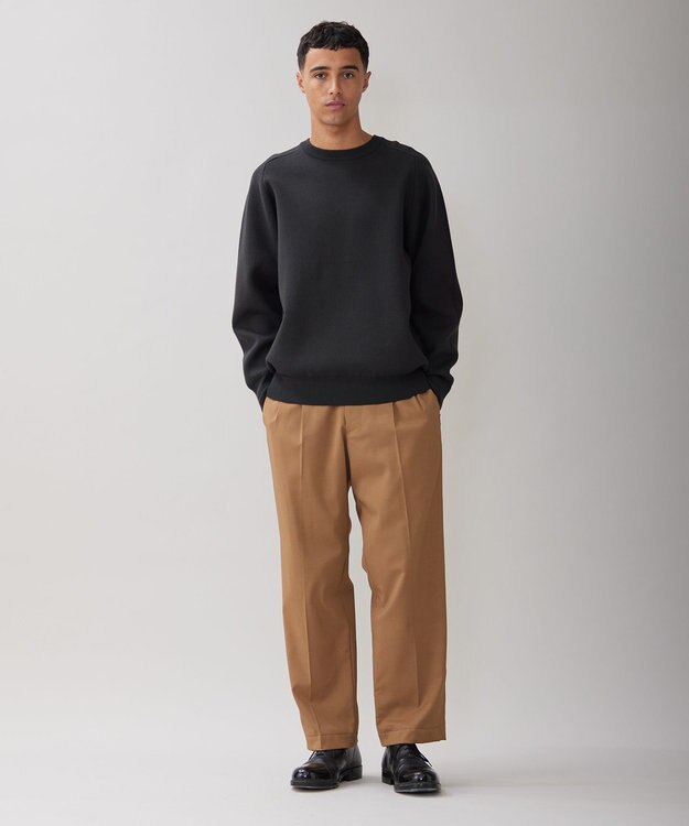 UNFILO MENS 【新色追加】スウェットライク クルーニット [24年秋冬商品] ダークグリーン