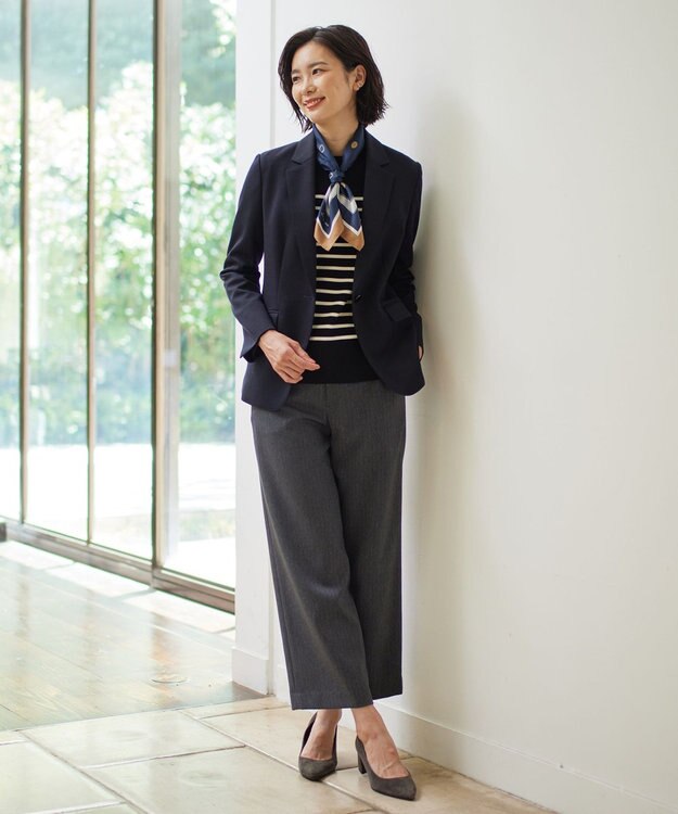 J.PRESS LADIES S T/Wジャージー テーラード ジャケット ネイビー系