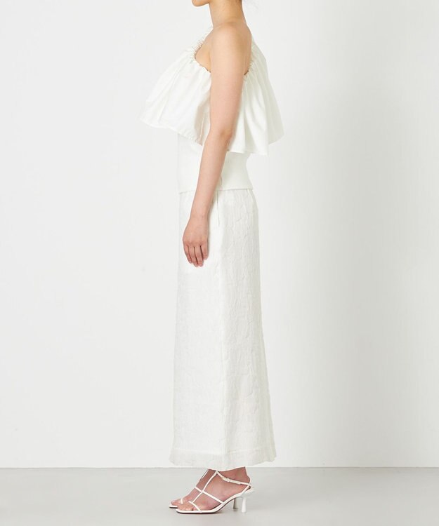 NAVE 【Nave・洗える/撥水/ストレッチ素材】ライトタフタ ワンショルダーブラウス ホワイト系