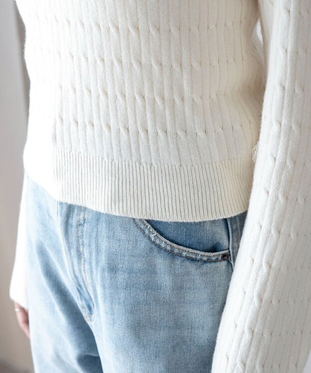 WEGO 【WEB限定/25年秋冬新作】別注USPOLOケーブルニットポロ ホワイトアイボリー