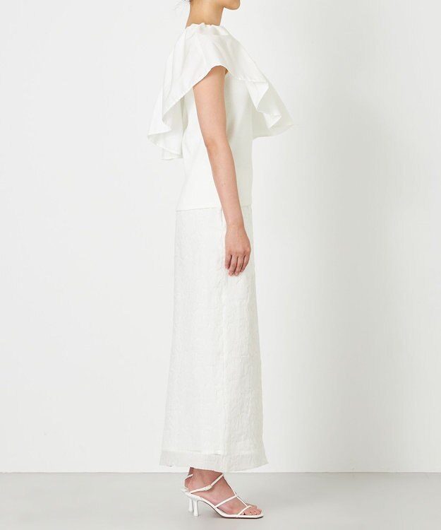 NAVE 【Nave・洗える/撥水/ストレッチ素材】ライトタフタ ワンショルダーブラウス ホワイト系